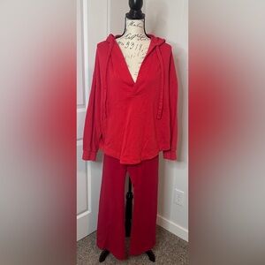 Activewear Set! Old Navy Red Oversized Sweatshirt and Flare Leggings